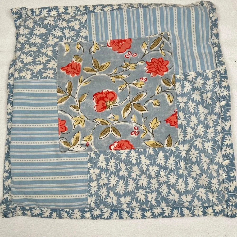 Lot 3 Laura Ashley Lifestyles Pillow Shams Cases Blue White Stripes Floral Poppy